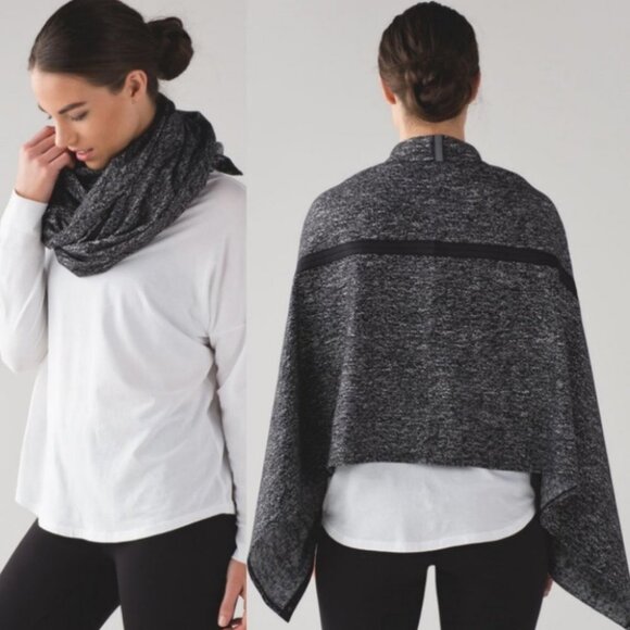 Lululemon Vinyasa Wrap‎ Scarf Jacquard Black Arm Holes Convertible Rulu Fabric - Picture 2 of 13